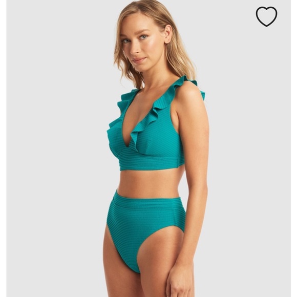 Chic Teal Ruffle Bikini Set - Picture 2 of 7